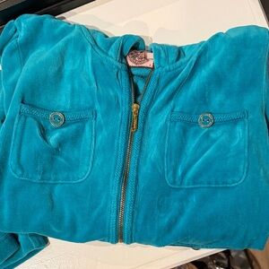 Teal Zip-Up Hoodie with Front Pockets and shorts